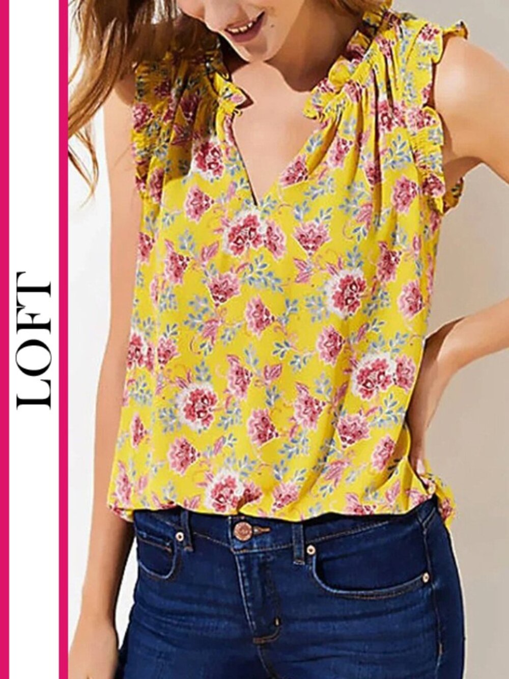 Loft | Floral Garden Print Sleeveless Blouse Top
